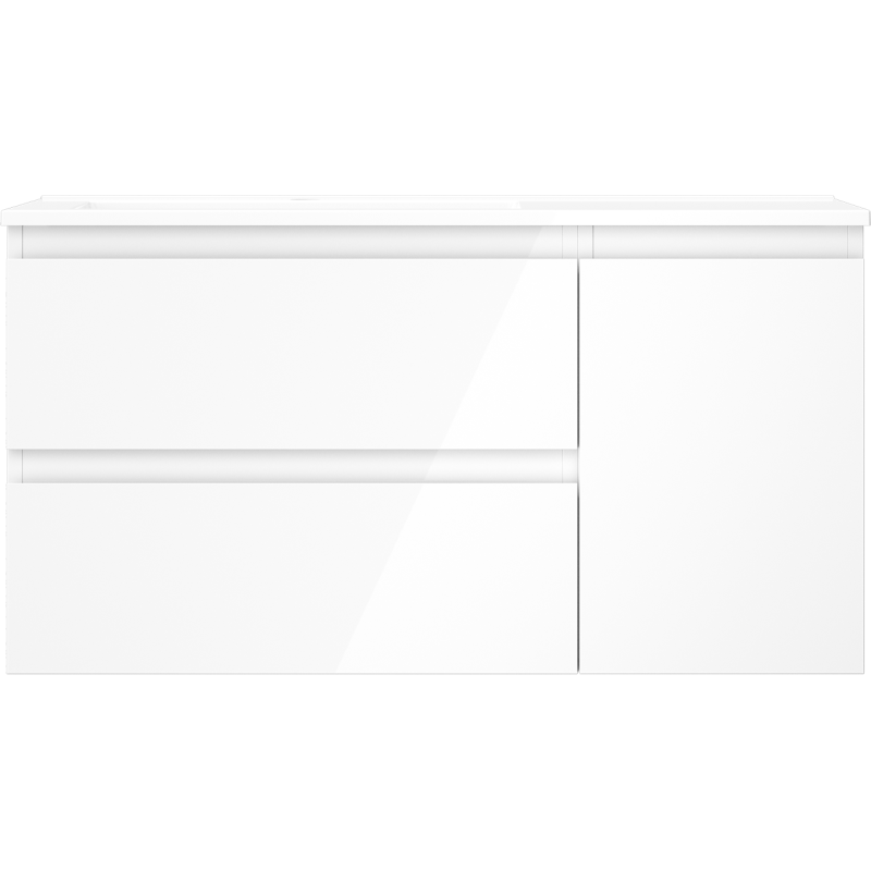 Mexen Orio badkamerkast 90 cm met wastafel Otis links, 2S, 1D, witte glans - 91A13-09047-3-BBFFF00-W18L00