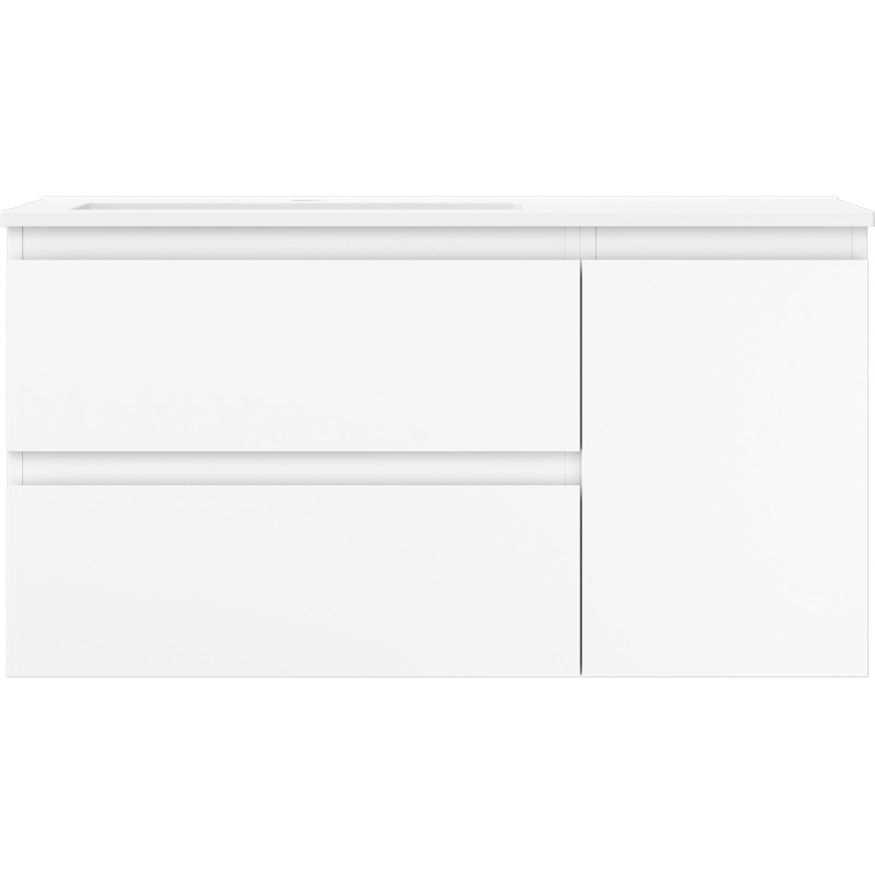 Mexen Orio armoire de salle de bain 90 cm avec lavabo Otis à gauche, 2S, 1D, blanc mat - 91A13-09047-3-BBFFF01-W18L01