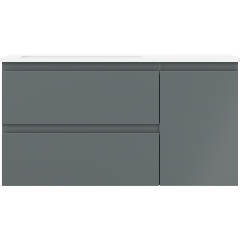 Mexen Orio badkamerkast 90 cm met wastafel Otis links, 2S, 1D, grafiet mat/wit mat - 91A13-09047-3-BBFFF66-W18L01