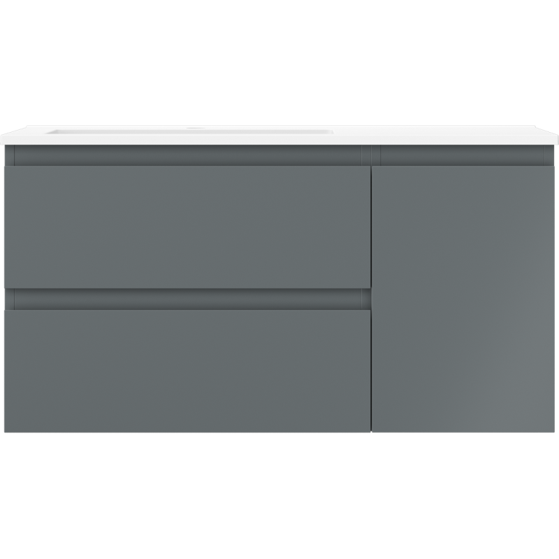 Mexen Orio kylpyhuonekaappi 90 cm Otis vasen pesualtaalla, 2S, 1D, grafiitinharmaa matta/valkoinen matta