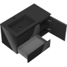 Mexen Orio armario de baño de 90 cm con lavabo Otis izquierdo, 2S, 1D, negro brillo/negro mate - 91A13-09047-3-BBFFF70-W18L71