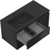 Mexen Orio Badezimmerschrank 90 cm mit Waschbecken Otis links, 2S, 1D, schwarz matt - 91A13-09047-3-BBFFF71-W18L71