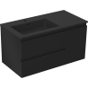 Mexen Orio Badezimmerschrank 90 cm mit Waschbecken Otis links, 2S, 1D, schwarz matt - 91A13-09047-3-BBFFF71-W18L71
