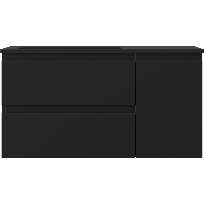 Mexen Orio badkamerkast 90 cm met wastafel Otis links, 2L, 1D, zwart mat - 91A13-09047-3-BBFFF71-W18L71