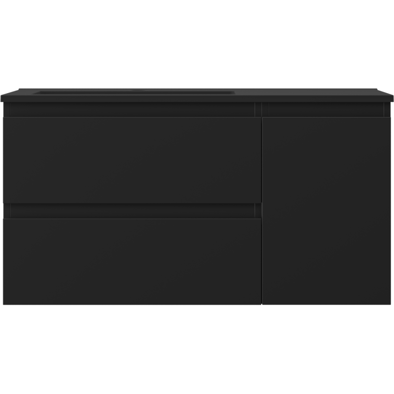 Mexen Orio mobile da bagno 90 cm con lavabo Otis sinistro, 2S, 1D, nero opaco - 91A13-09047-3-BBFFF71-W18L71