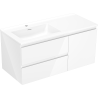 Mexen Orio 100 cm Bathroom Cabinet with Left Otis Sink, 2S, 1D, White Gloss - 91A13-10047-3-BBFFF00-W18L00