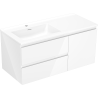 Mexen Orio meuble de salle de bain 100 cm avec lavabo Otis gauche, 2S, 1D, blanc brillant - 91A13-10047-3-BBFFF00-W18L00