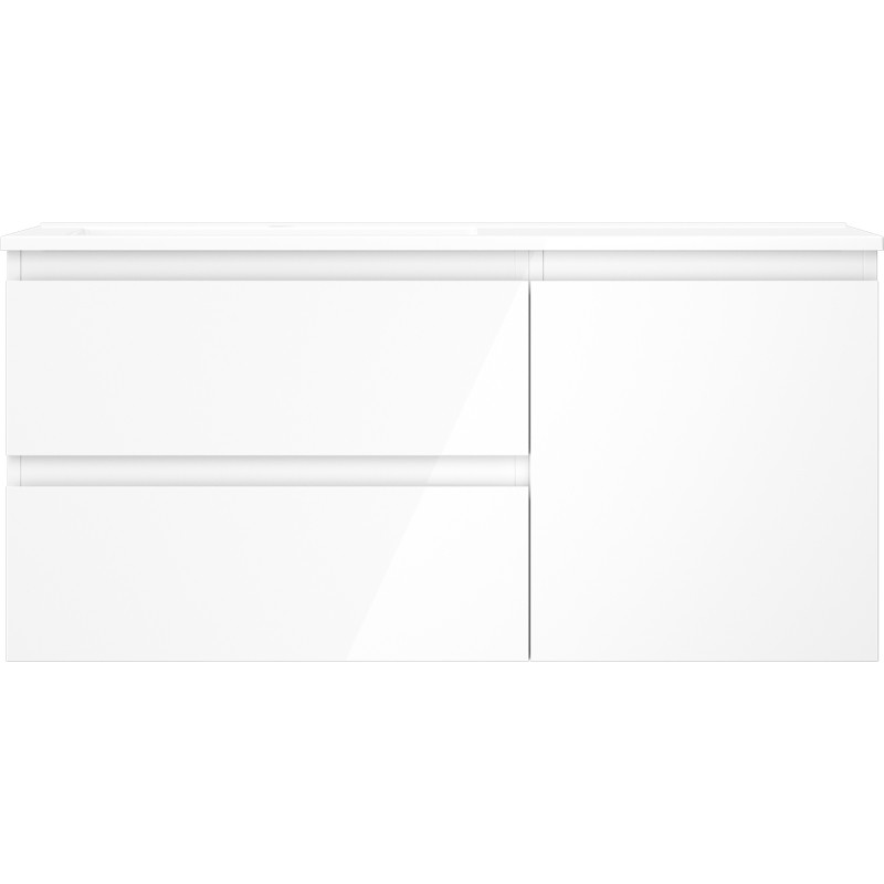 Mexen Orio badkamerkast 100 cm met wastafel Otis links, 2S, 1D, wit glanzend - 91A13-10047-3-BBFFF00-W18L00
