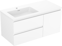 Mexen Orio Badezimmerschrank 100 cm mit Otis-Waschtisch links, 2S, 1D, weiß matt - 91A13-10047-3-BBFFF01-W18L01
