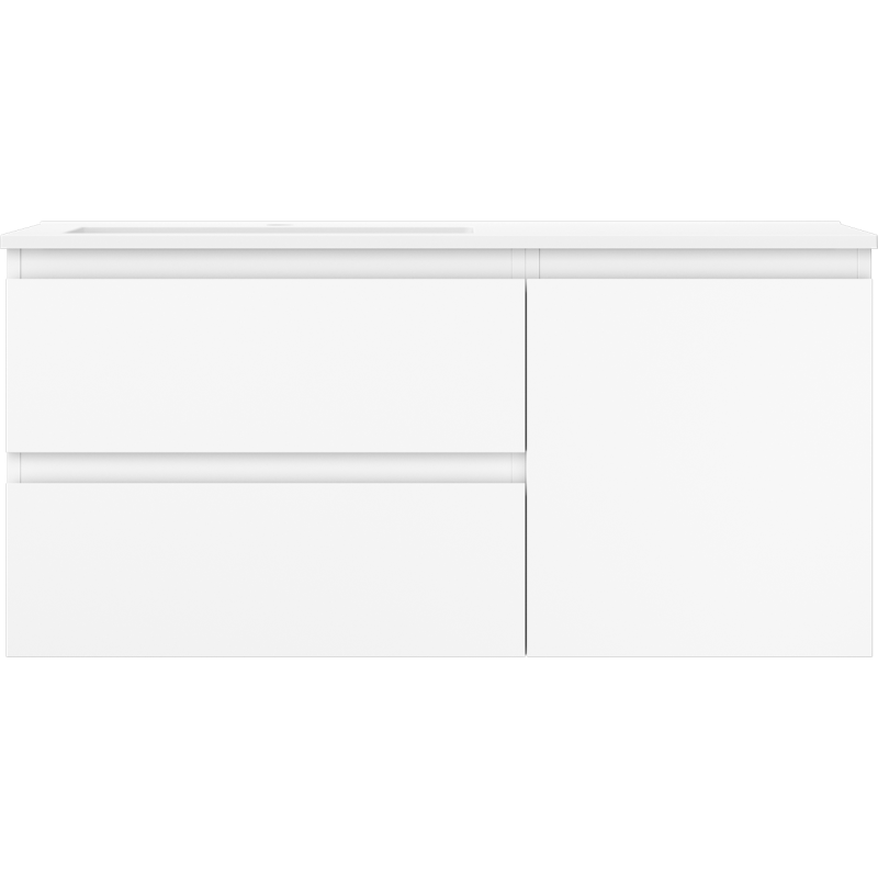 Mexen Orio bathroom cabinet 100 cm with Otis left sink, 2S, 1D, white matte - 91A13-10047-3-BBFFF01-W18L01