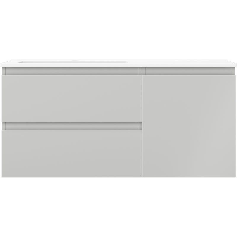 Mexen Orio armario de baño 100 cm con lavabo Otis izquierdo, 2S, 1D, gris mate/blanco mate - 91A13-10047-3-BBFFF62-W18L01