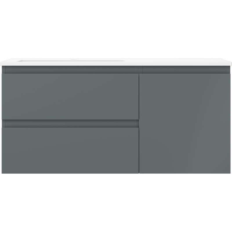 Mexen Orio mueble de baño de 100 cm con lavabo Otis izquierdo, 2S, 1D, grafito mate/blanco mate - 91A13-10047-3-BBFFF66-W18L01