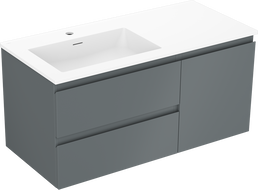 Mexen Orio Badezimmerschrank 100 cm mit linkem Otis Waschbecken, 2S, 1D, grafit matt/weiß matt - 91A13-10047-3-BBFFF66-W18L01
