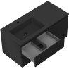 Mexen Orio 100 cm bathroom cabinet with left Otis sink, 2S, 1D, matte black - 91A13-10047-3-BBFFF71-W18L71