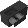 Mexen Orio meuble de salle de bain 100 cm avec lavabo Otis gauche, 2S, 1D, noir mat - 91A13-10047-3-BBFFF71-W18L71