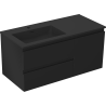 Mexen Orio 100 cm bathroom cabinet with left Otis sink, 2S, 1D, matte black - 91A13-10047-3-BBFFF71-W18L71