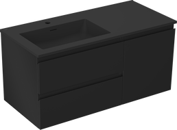 Mexen Orio Badezimmerschrank 100 cm mit Waschtisch Otis links, 2S, 1D, schwarz matt - 91A13-10047-3-BBFFF71-W18L71
