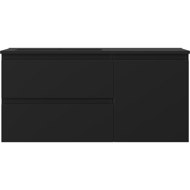 Mexen Orio 100 cm bathroom cabinet with left Otis sink, 2S, 1D, matte black - 91A13-10047-3-BBFFF71-W18L71