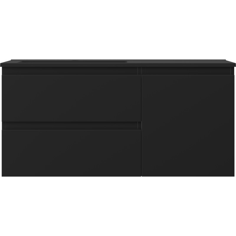 Mexen Orio badkamerkast 100 cm met wastafel Otis links, 2L, 1D, zwart mat - 91A13-10047-3-BBFFF71-W18L71