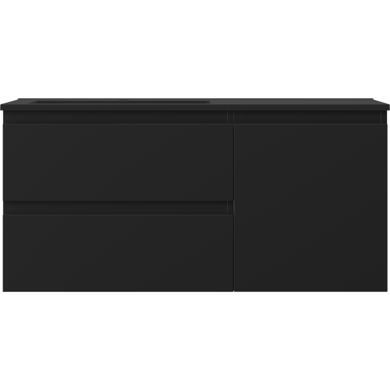 Mexen Orio meuble de salle de bain 100 cm avec lavabo Otis gauche, 2S, 1D, noir mat - 91A13-10047-3-BBFFF71-W18L71