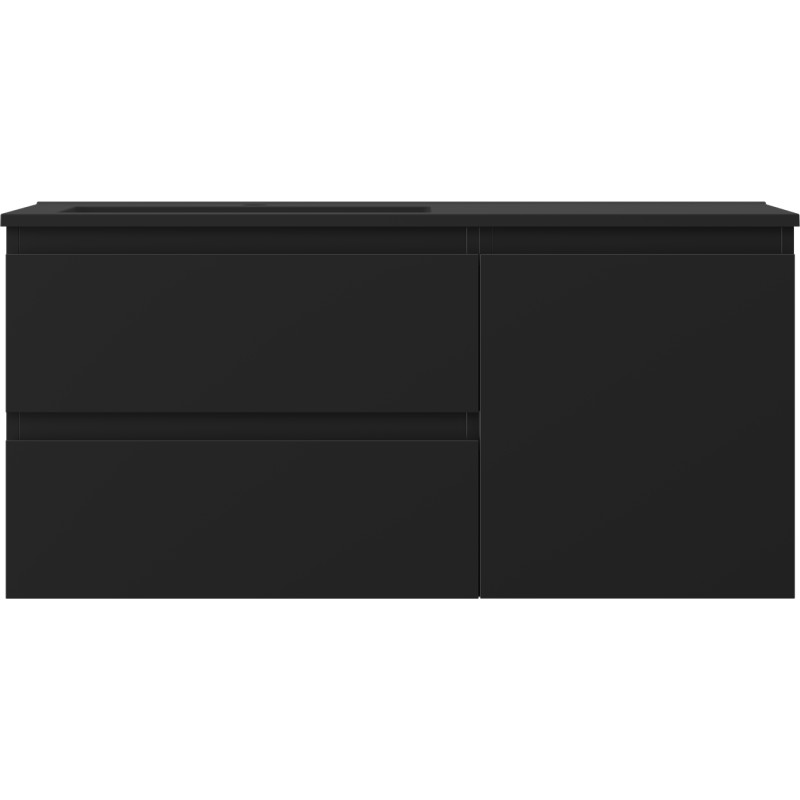 Mexen Orio mueble de baño de 100 cm con lavabo Otis izquierdo, 2S, 1D, negro mate - 91A13-10047-3-BBFFF71-W18L71