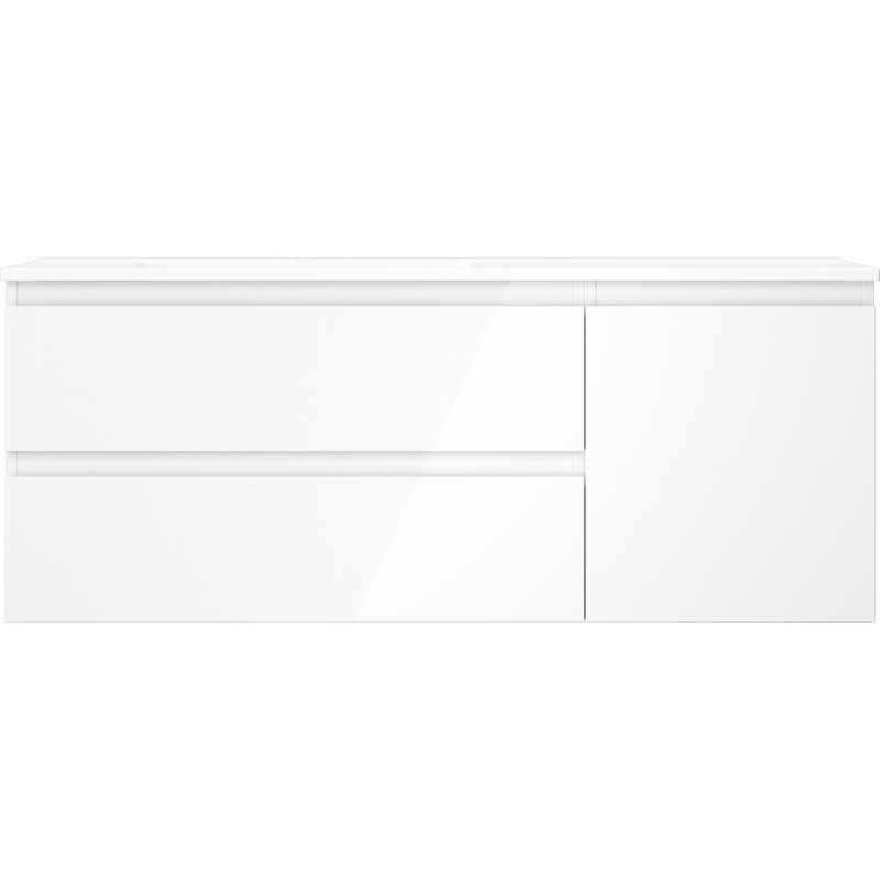 Mexen Orio badkamerkast 120 cm met wastafel Otis links, 2L, 1D, wit glanzend - 91A13-12047-3-BBFFF00-W18L00