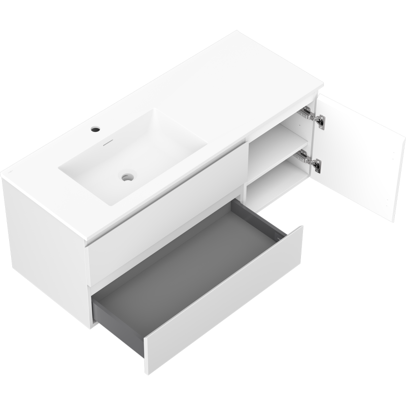 Mexen Orio mobile da bagno 120 cm con lavandino Otis sinistro, 2S, 1D, bianco opaco - 91A13-12047-3-BBFFF01-W18L01