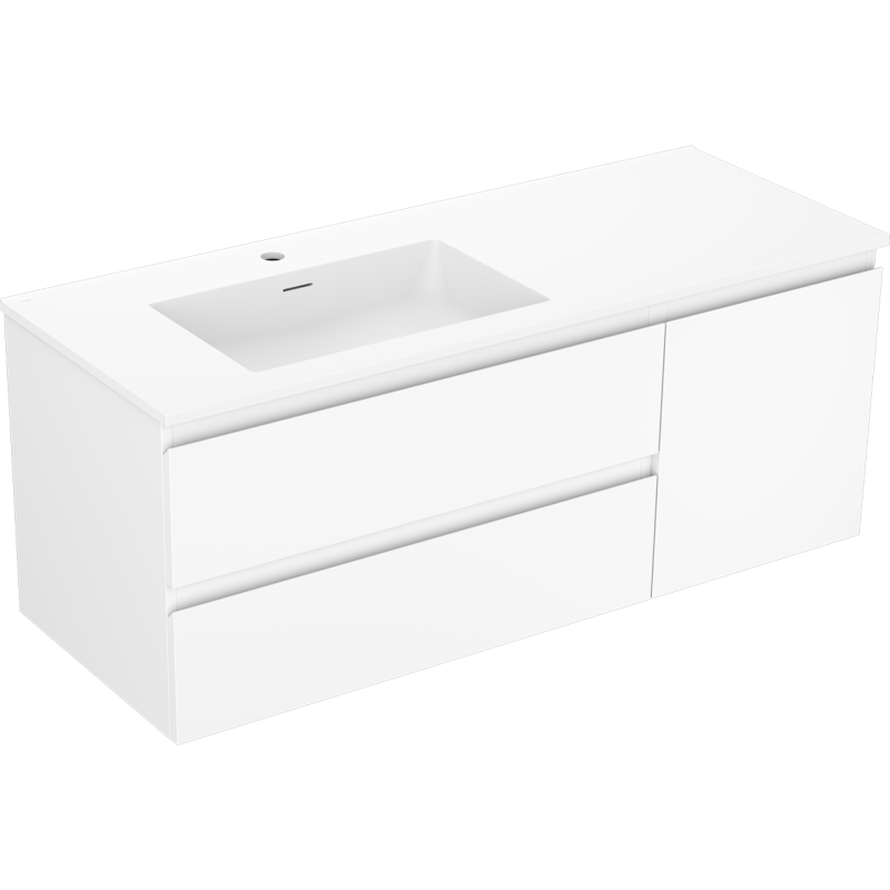 Mexen Orio armoire de salle de bain 120 cm avec lavabo Otis gauche, 2S, 1D, blanc mat - 91A13-12047-3-BBFFF01-W18L01