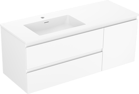 Mexen Orio Badezimmerschrank 120 cm mit Waschbecken Otis links, 2S, 1D, weiß matt - 91A13-12047-3-BBFFF01-W18L01