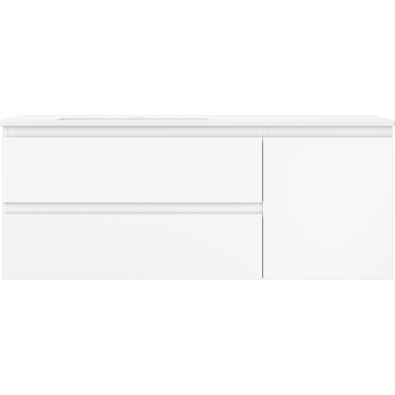 Mexen Orio Badezimmerschrank 120 cm mit Waschbecken Otis links, 2S, 1D, weiß matt - 91A13-12047-3-BBFFF01-W18L01