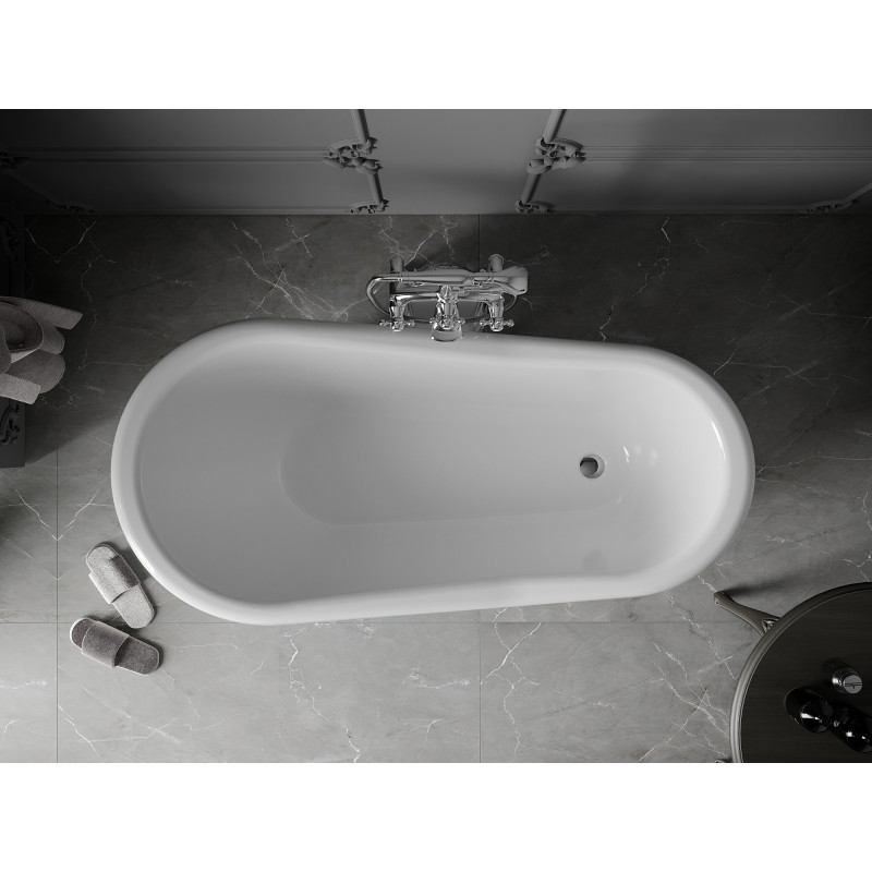 Mexen Retro samostojeća kada 150 x 73 cm, bijela, kromirane noge - 53251507300-00