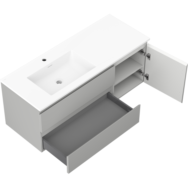 Mexen Orio mobile da bagno 120 cm con lavabo Otis sinistro, 2S, 1D, grigio opaco/bianco opaco - 91A13-12047-3-BBFFF62-W18L01