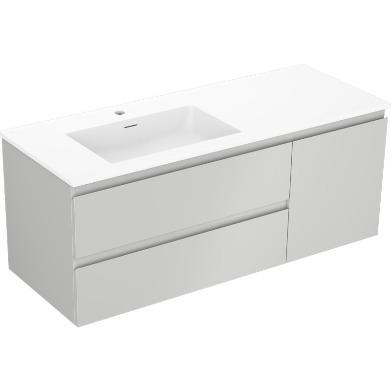 Mexen Orio Badezimmerschrank 120 cm mit Waschbecken Otis links, 2S, 1D, grau matt/weiß matt - 91A13-12047-3-BBFFF62-W18L01