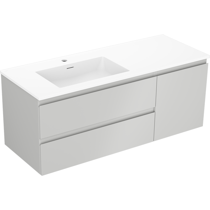 Mexen Orio meuble de salle de bain 120 cm avec lavabo Otis gauche, 2S, 1D, gris mat/blanc mat - 91A13-12047-3-BBFFF62-W18L01