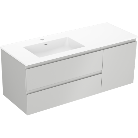 Mexen Orio mueble de baño de 120 cm con lavabo Otis izquierdo, 2S, 1D, gris mate/blanco mate - 91A13-12047-3-BBFFF62-W18L01