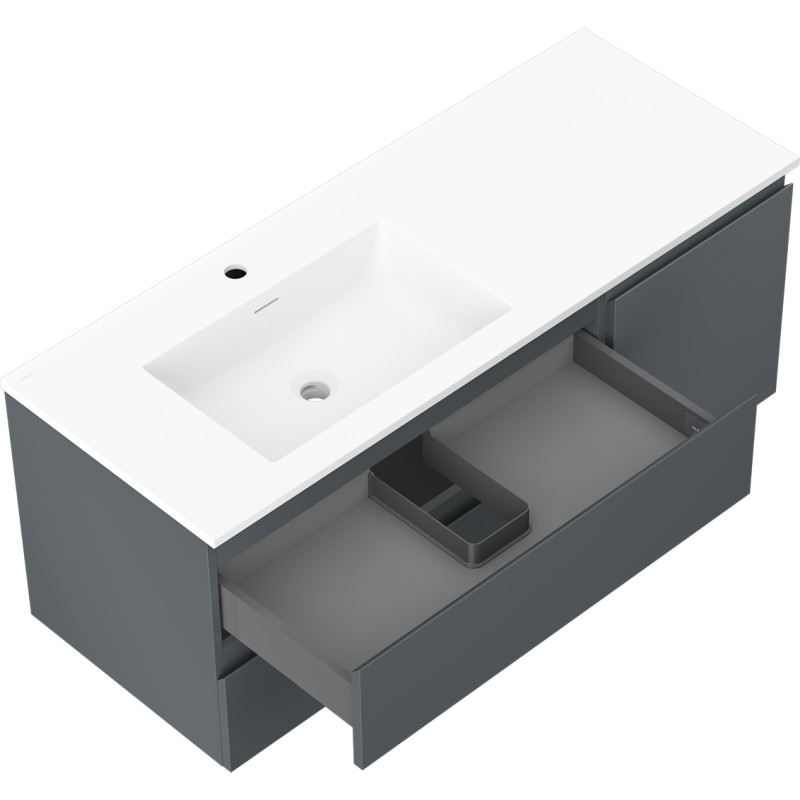 Mexen Orio armario de baño 120 cm con lavabo Otis izquierdo, 2S, 1D, grafito mate/blanco mate - 91A13-12047-3-BBFFF66-W18L01
