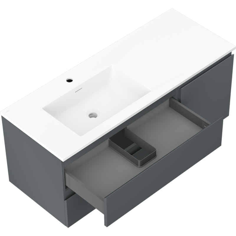 Mexen Orio mobile bagno 120 cm con lavabo Otis sinistro, 2S, 1D, grafite opaco/bianco opaco - 91A13-12047-3-BBFFF66-W18L01