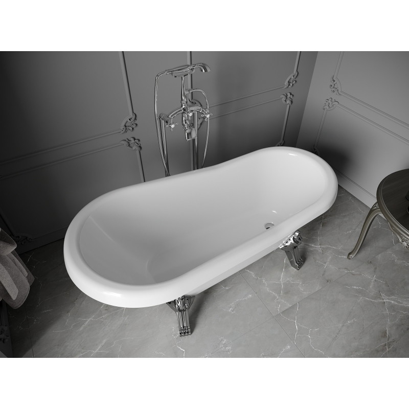 Mexen Retro freestanding bathtub 150 x 73 cm, white, chrome legs - 53251507300-00