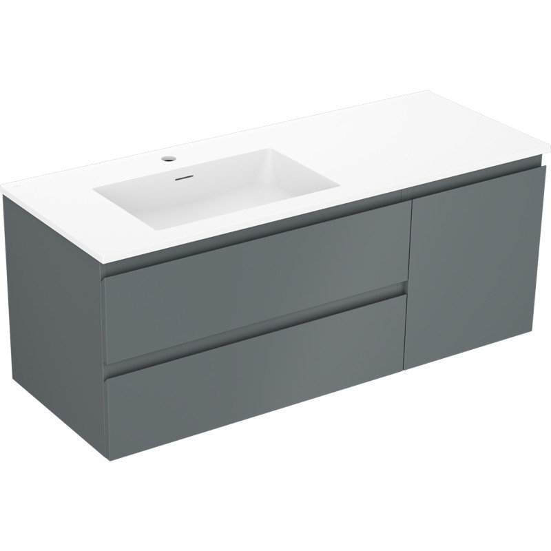 Mexen Orio armario de baño 120 cm con lavabo Otis izquierdo, 2S, 1D, grafito mate/blanco mate - 91A13-12047-3-BBFFF66-W18L01