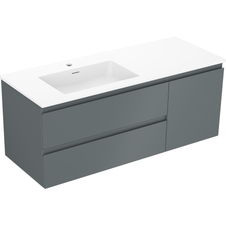 Mexen Orio Badezimmerschrank 120 cm mit linkem Waschbecken Otis, 2S, 1D, grafit matt/weiß matt - 91A13-12047-3-BBFFF66-W18L01