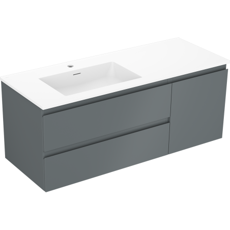 Mexen Orio meuble de salle de bain 120 cm avec lavabo Otis gauche, 2S, 1D, graphite mat/blanc mat - 91A13-12047-3-BBFFF66-W18L01