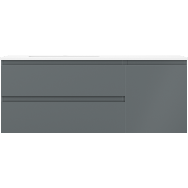 Mexen Orio mueble de baño 120 cm con lavabo Otis izquierdo, 2S, 1D, grafito mate/blanco mate - 91A13-12047-3-BBFFF66-W18L01