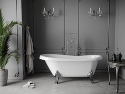 Mexen Retro banheira independente 150 x 73 cm, branca, pernas cromadas - 53251507300-00