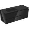 Mexen Orio Badezimmerschrank 120 cm mit Waschbecken Otis links, 2S, 1D, schwarz glänzend/schwarz matt
