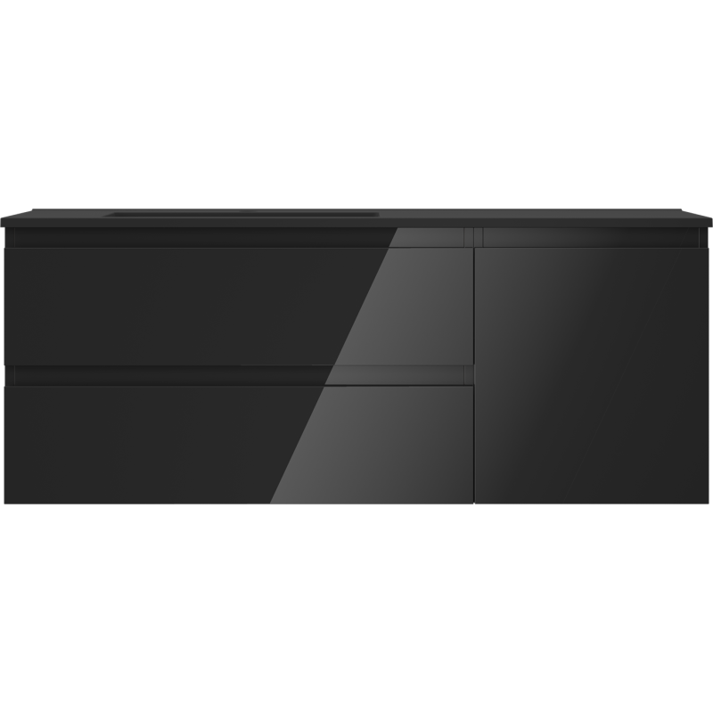 Mexen Orio mobile da bagno 120 cm con lavabo Otis sinistro, 2S, 1D, nero lucido/nero opaco - 91A13-12047-3-BBFFF70-W18L71