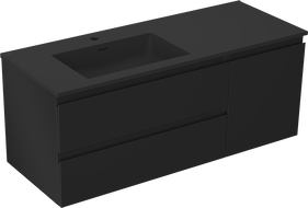 Mexen Orio Badezimmerschrank 120 cm mit linker Waschbecken Otis, 2S, 1D, schwarz matt - 91A13-12047-3-BBFFF71-W18L71
