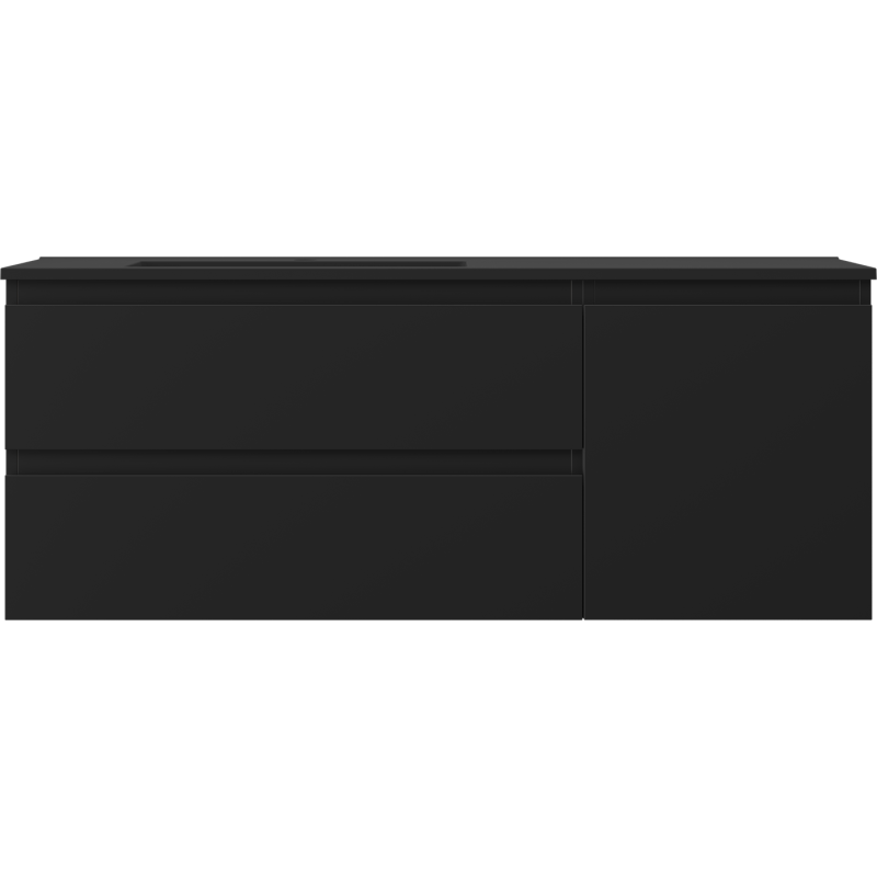 Mexen Orio armario de baño 120 cm con lavabo Otis izquierdo, 2S, 1D, negro mate - 91A13-12047-3-BBFFF71-W18L71