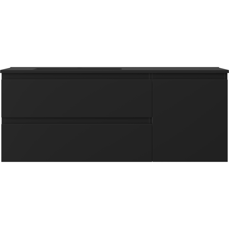 Mexen Orio Badezimmerschrank 120 cm mit linker Waschbecken Otis, 2S, 1D, schwarz matt - 91A13-12047-3-BBFFF71-W18L71