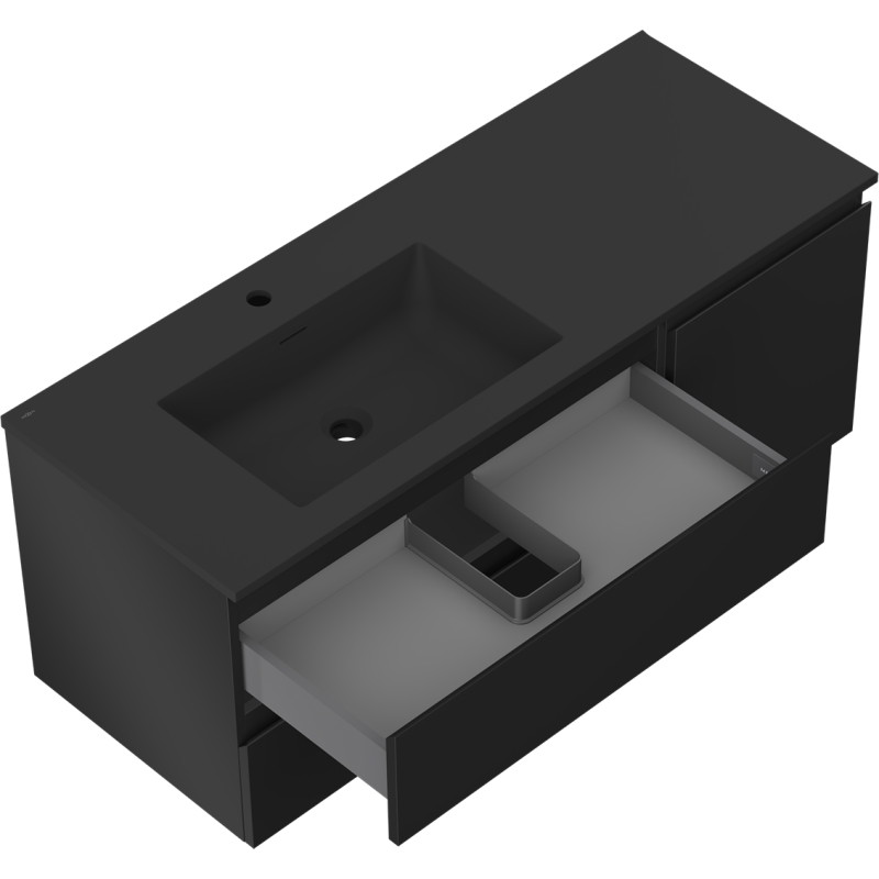 Mexen Orio armoire de salle de bain 120 cm avec lavabo Otis gauche, 2S, 1D, noir mat - 91A13-12047-3-BBFFF71-W18L71