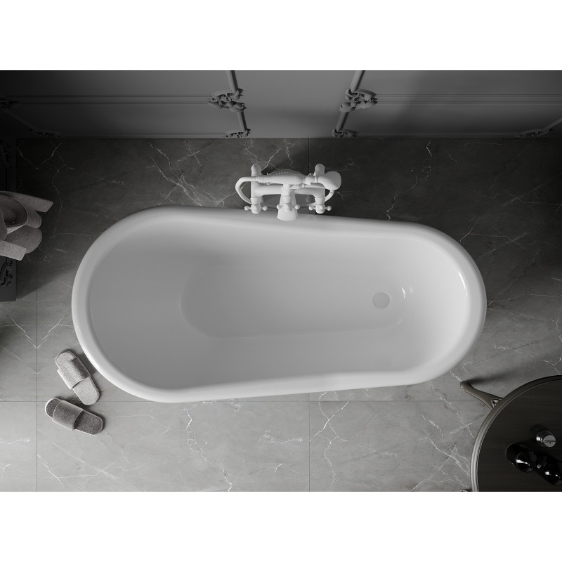 Mexen Retro vann vabal seisev 150 x 73 cm, valge, valged jalad - 53251507300-20